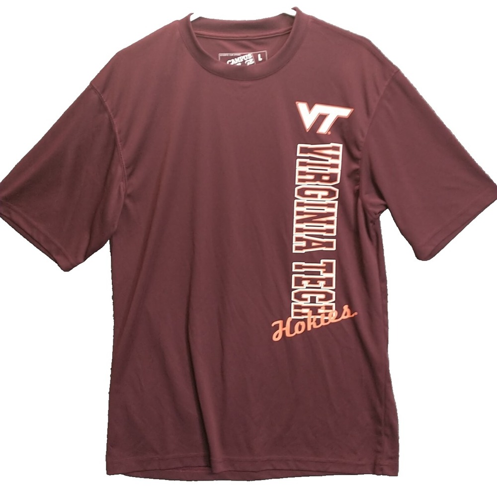 Campus Heritage Virginia Tech Hokies Maroon Performance Shirt Mens Large L NCAA